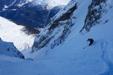 Tim in the main couloir