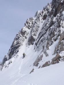 Heading up the mixed couloir
