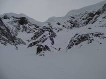 Me coming through the choke, huge cornices looming above