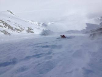 Mikko finding more good snow with the spindrift increasing