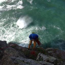 Dave on the windy abseil